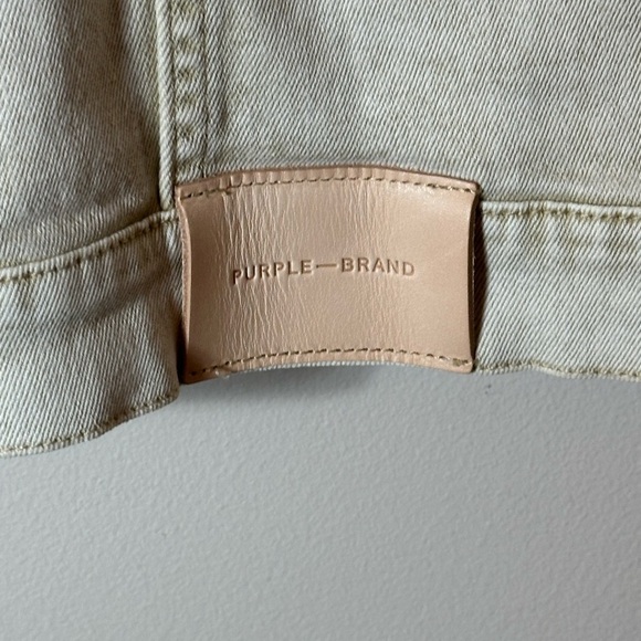Purple Brand Jacket Mens Mediumm Beige Embossed Logo Denim Trucker Western NWT - Picture 5 of 16